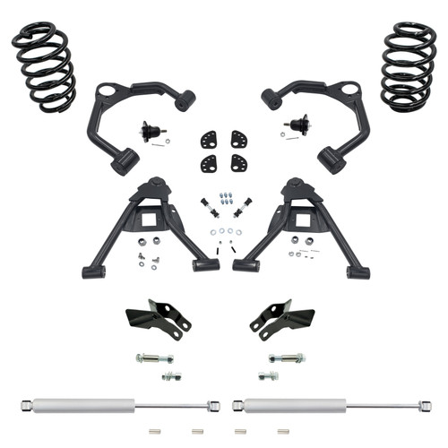 4/4 07-14 GM SUV Control Arm Drop Kit + Rear Shocks + Extenders