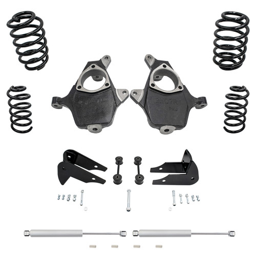 4/6 07-14 GM SUV Spindle + Coil Drop Kit + Rear Shocks