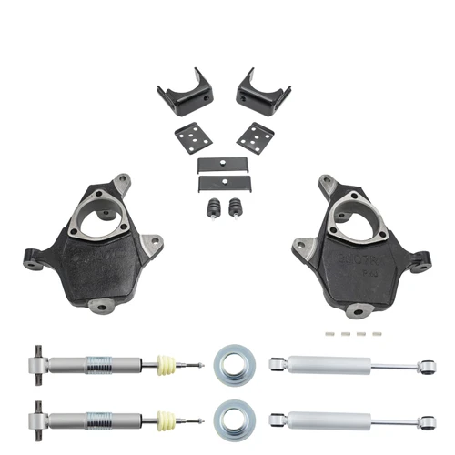 2007-2013 Silverado / Sierra 1500 2.5-4/7 Lowering Kit - Spindles + Adjustable Struts + Rear Shocks