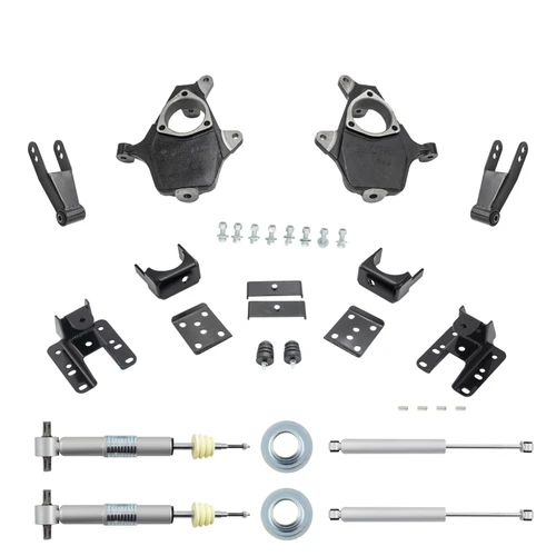 2014-2016 Silverado / Sierra 1500 2.5-4/3-4 Lowering Kit - Spindles + Adjustable Struts + Rear Shock