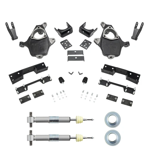 2014-2016 Silverado / Sierra 1500 2.5-4/8-9 Lowering Kit - Spindles + Adjustable Struts + C-Notch -