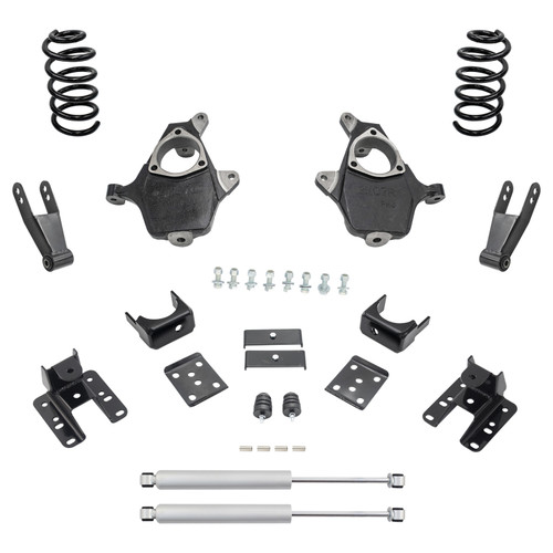 2014-2016 Silverado / Sierra 1500 V8 3/3-4 Lowering Kit - Spindles + Coils + Rear Shocks - Cast Stee