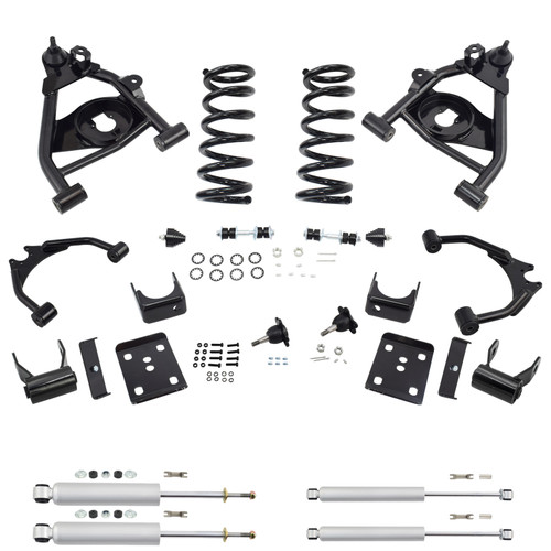 Trekline 4/5 Control Arm + Coil Drop Kit — Tahoe 95-99 / Yukon 95-97 2-Door 2WD V8 + Shocks