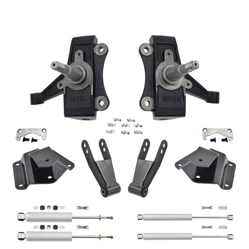 Trekline 2/3–4 Drop spindles Drop Kit — 95-99 Tahoe Yukon 4-Door 2WD V8 + Shocks