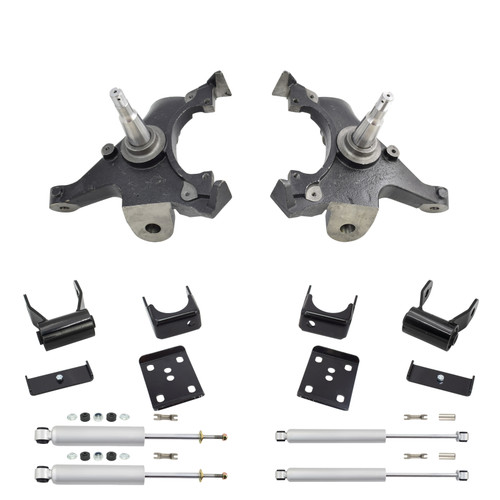 Trekline 2/5 Drop spindles Drop Kit — 95-99 Tahoe Yukon 4-Door 2WD V8 + Shocks