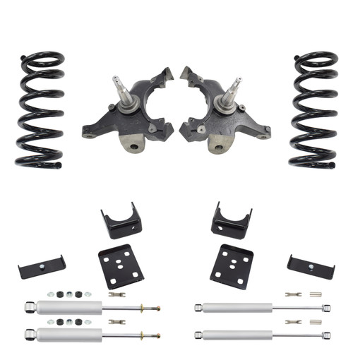 Trekline 3/6 Drop spindles and coils Drop Kit — 95-99 Tahoe Yukon 4-Door 2WD V8 + Shocks