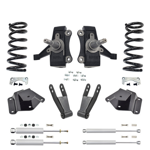 Trekline 4/3–4 Drop spindles and coils Drop Kit — 95-99 Tahoe Yukon 4-Door 2WD V8 + Shocks