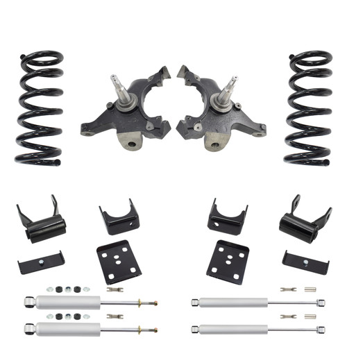 Trekline 4/5 Drop spindles and coils Drop Kit — 95-99 Tahoe Yukon 4-Door 2WD V8 + Shocks