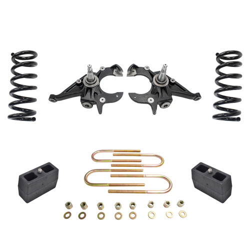 4/4 Spindles + coils Lowering Kit for 1982–2003 Chevy S10 GMC S15 Sonoma 2WD V6
