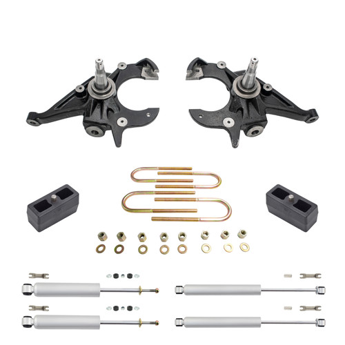 2/3 Spindles Lowering Kit with Front and Rear Shocks for 1983–1997 Chevy Blazer GMC Jimmy 2WD I4/V6