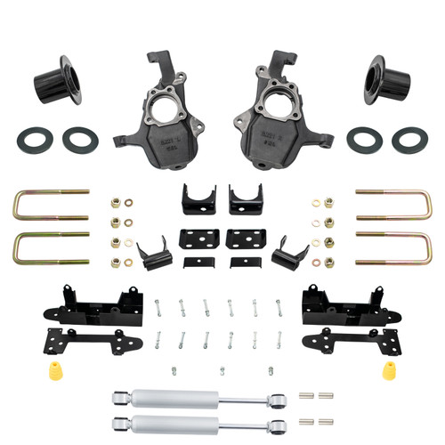 3-4/6 Lowering Kit for 2019-2026 Chevrolet Silverado / GMC Sierra 1500 4WD - Spindles + Coil Relocat