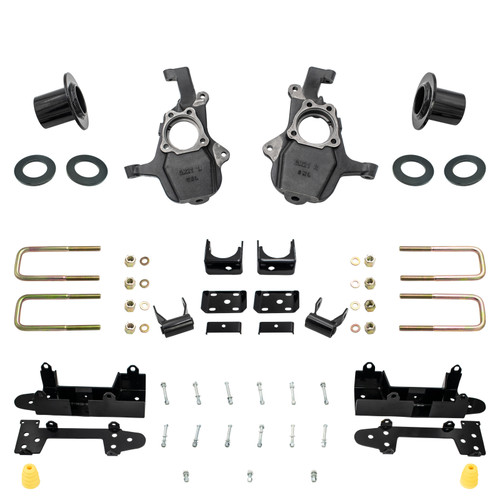 3-4/6 Lowering Kit for 2019-2026 Chevrolet Silverado / GMC Sierra 1500 4WD - Spindles + Coil Relocat