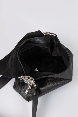 Schwarze Damen-Lederhandtasche mit Prägung 30014801-6