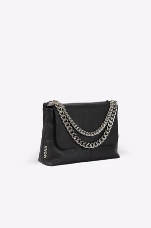 Schwarze Damen-Lederhandtasche mit Prägung 30014801-6