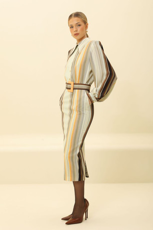 Gestreiftes Midikleid 54328301-6