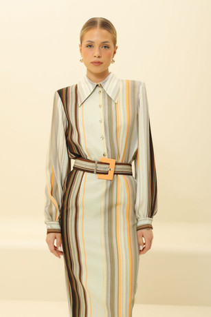 Gestreiftes Midikleid 54328301-6