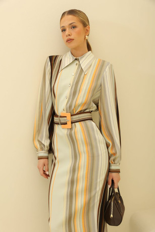 Gestreiftes Midikleid 54328301-6