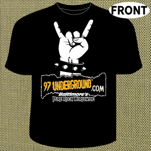97 UNDERGROUND® BLACK TEE - HORN'S UP DESIGN - BALTIMORE'S PURE ROCK WORLDWIDE 97 UNDERGROUND® BLACK TEE - HORN'S UP DESIGN - BALTIMORE'S PURE ROCK WORLDWIDE