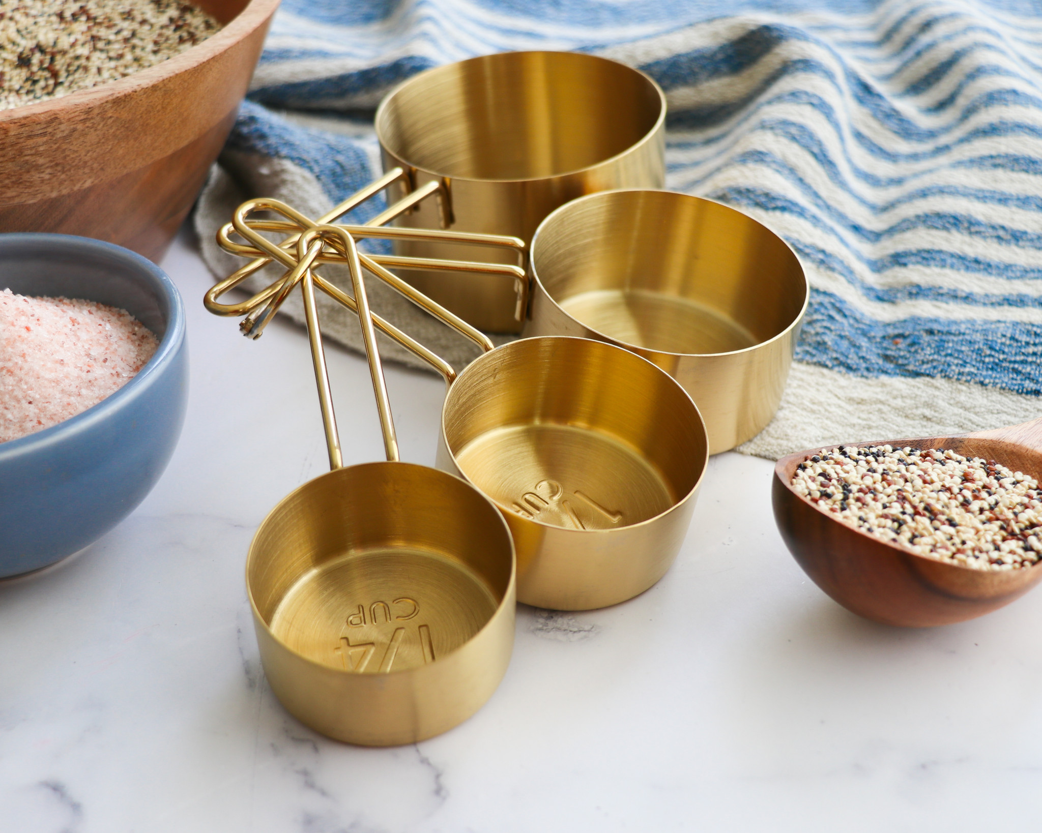 Gold White Marble Measuring Spoons Set of 4 - Browns Kitchen