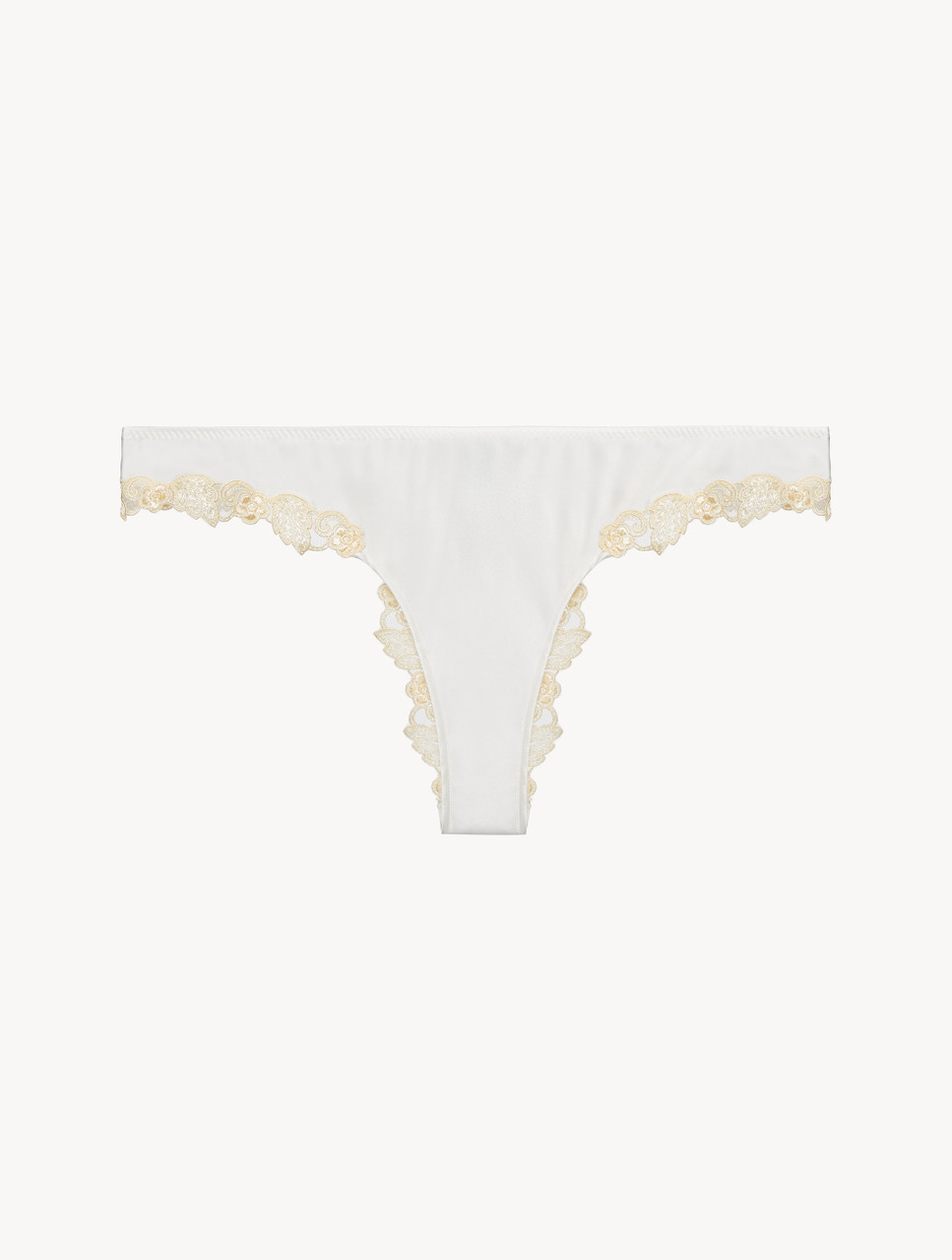 Luxury Silk Mid-Rise Panties in White with Frastaglio