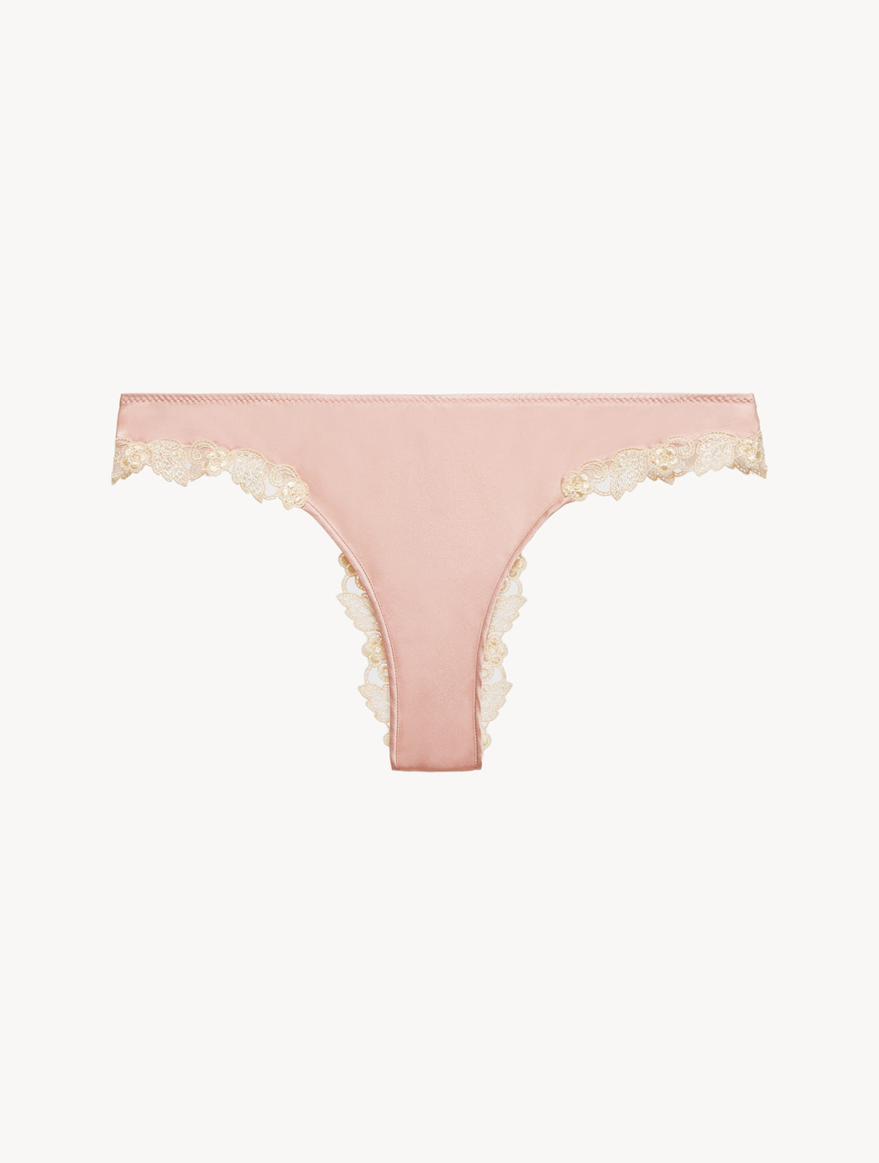 Pink silk Brazilian Briefs with ivory frastaglio - La Perla - Russia