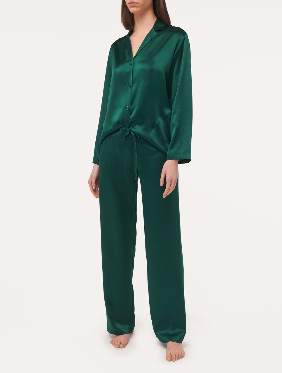 Silk pyjamas green clearance