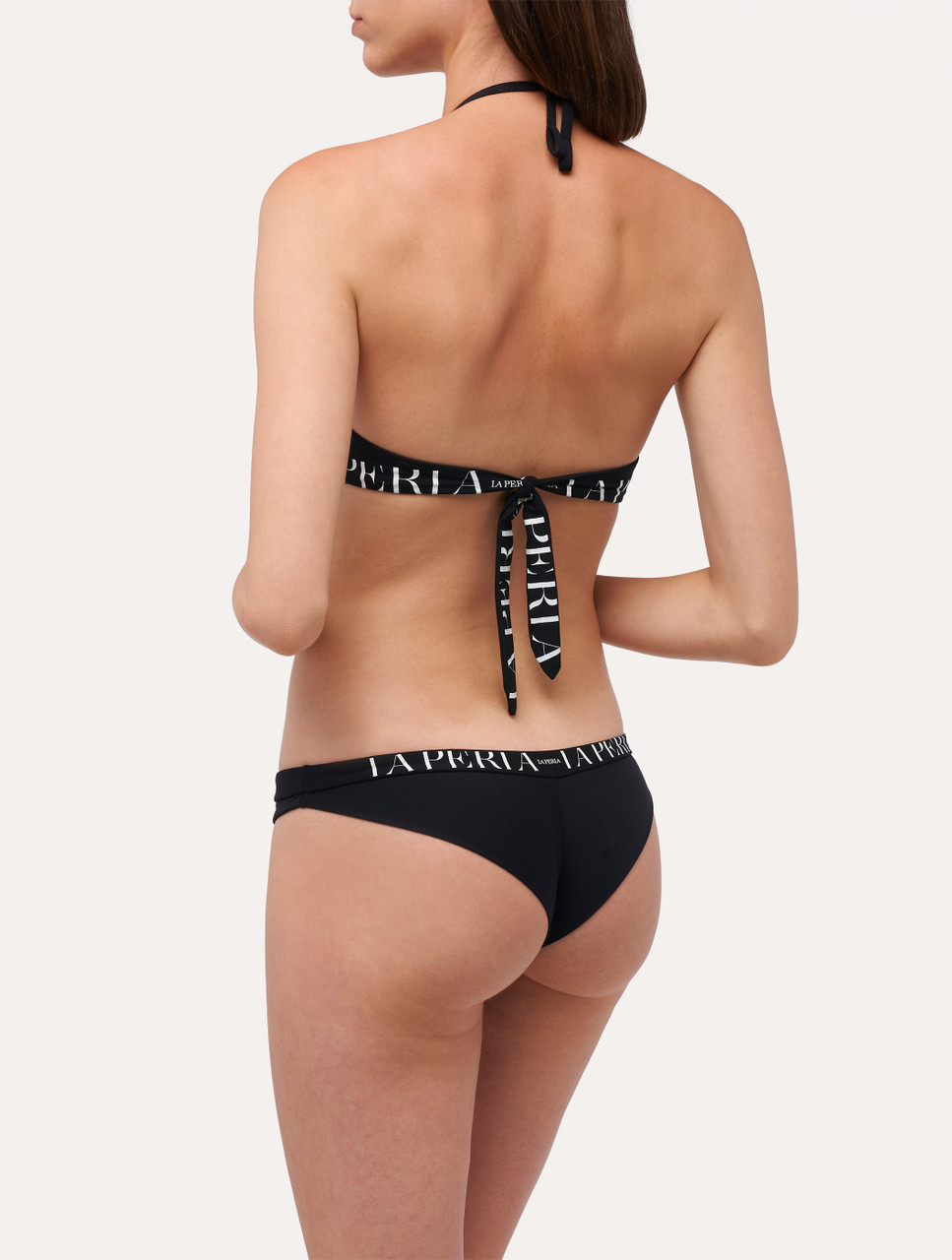 Balconette Bikini Top in Black with logo