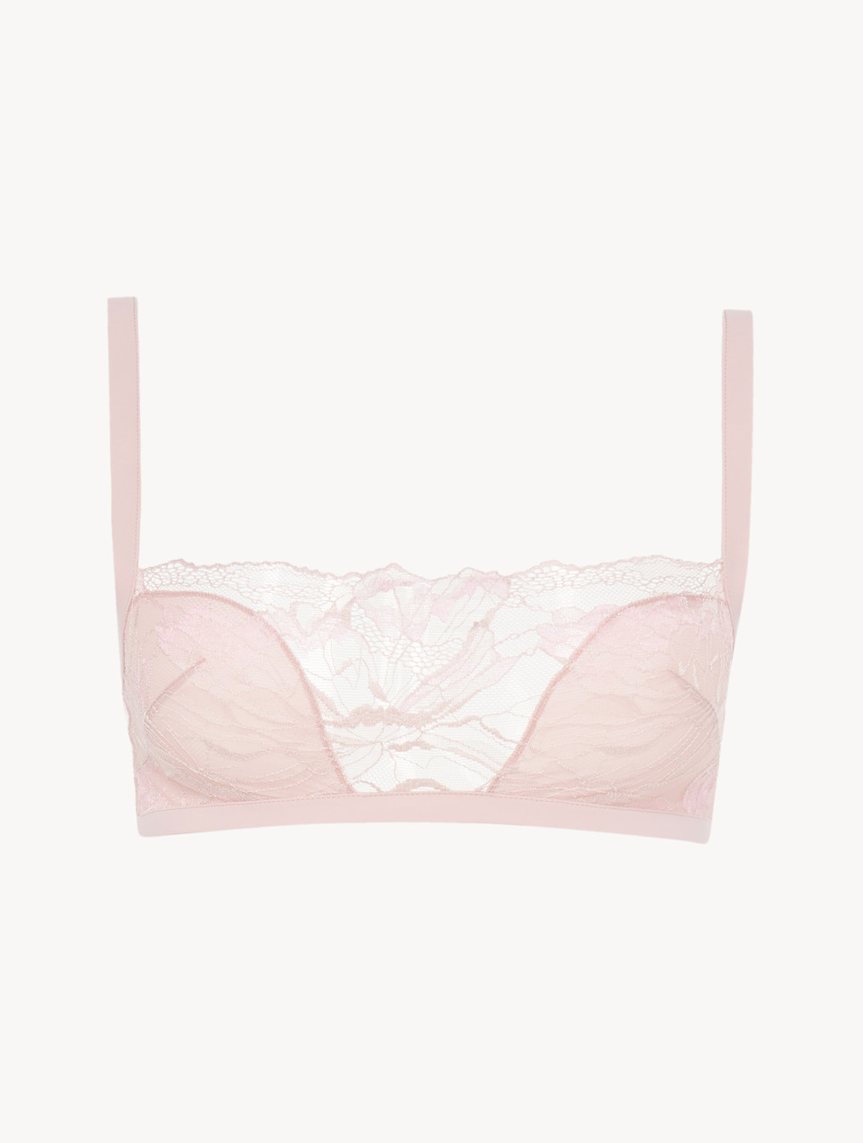 Bralette in pink Lycra with French Leavers lace