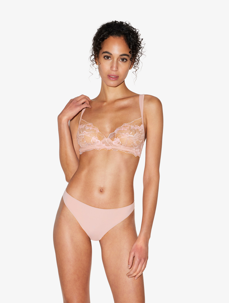 Push-up Bra in pale pink Lycra with Leavers lace - La Perla - Russia