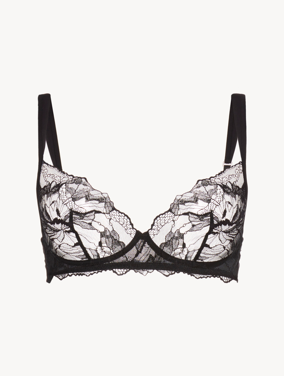 Non-wired bra in black with French Leavers lace - La Perla - Russia