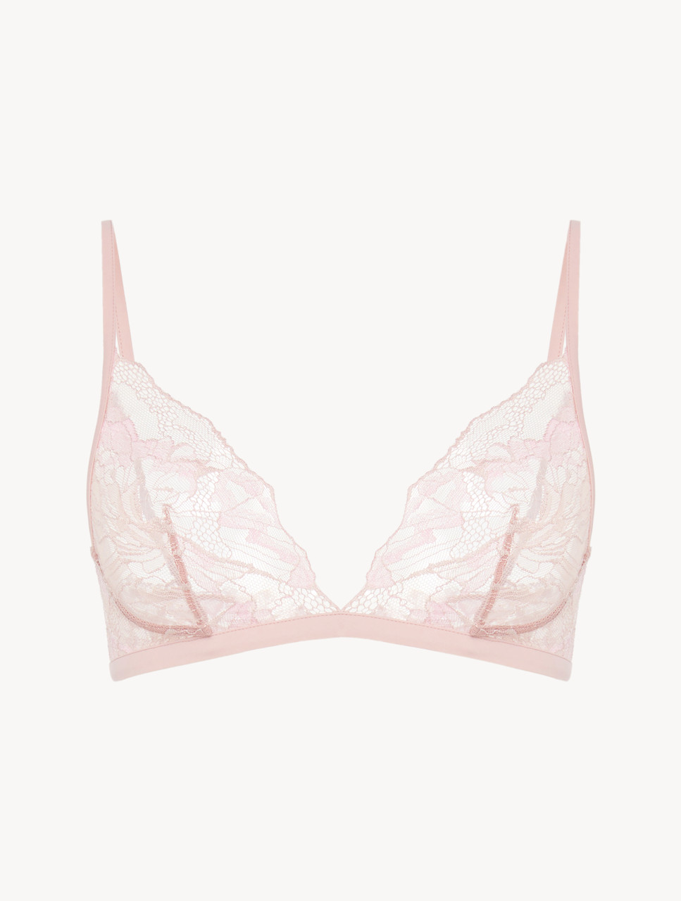 Triangle bra in pink with French Leavers lace