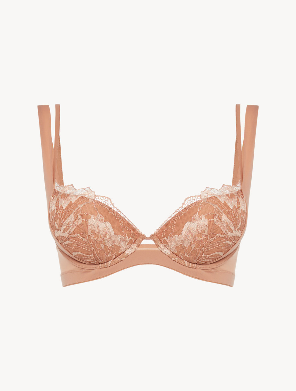 Push-up bra in biscuit with French Leavers lace - ONLINE EXCLUSIVE