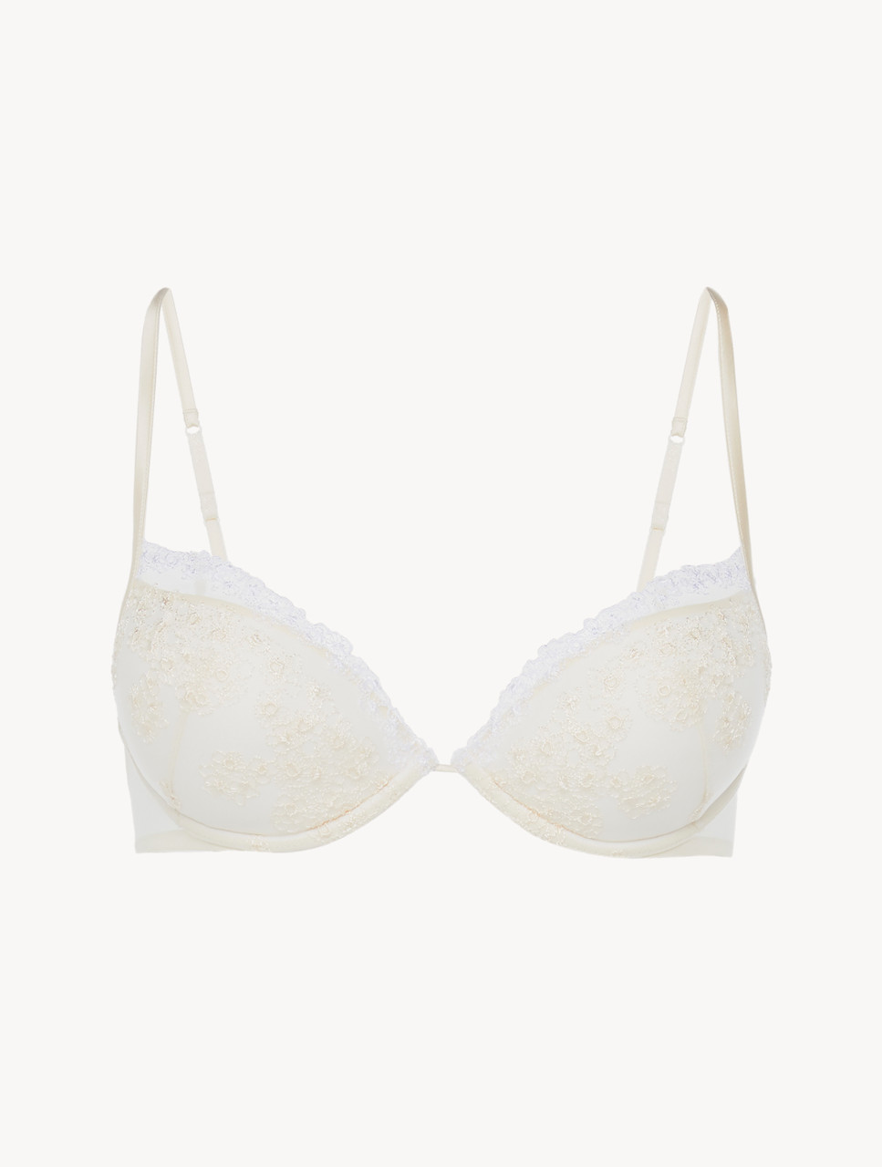 Push-up bra in off-white embroidered tulle