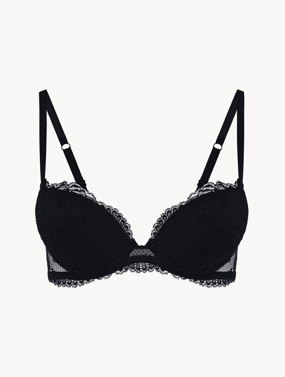 Black stretch Leavers lace push-up bra - La Perla - Russia