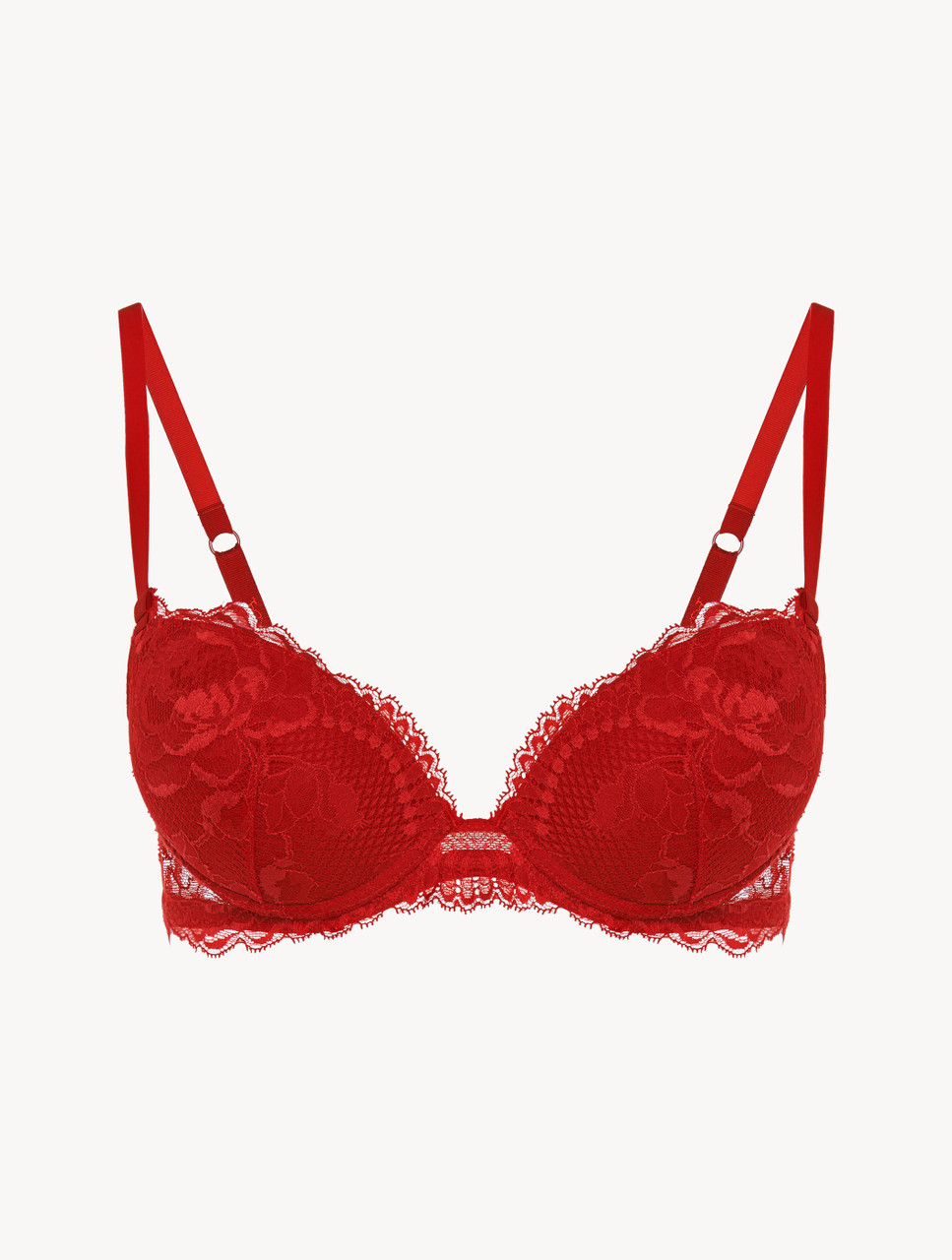 Red lace push-up bra