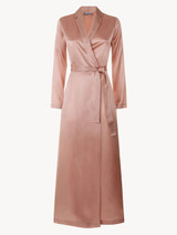 Powder pink silk long robe_0