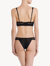 Padded push-up Bra in black Lycra with Leavers lace_1