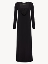 Nightgown in black modal stretch with Leavers lace_0