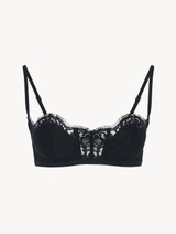 Bandeau Bra in black silk georgette with Leavers lace_0