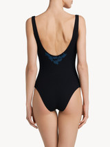 Swimsuit in black with dark blue embroidery_2