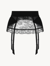 Black Lycra control fit suspender with Chantilly lace_0