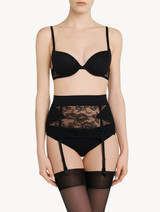 Black Lycra control fit suspender with Chantilly lace_1
