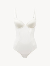 Bodysuit in off-white stretch tulle_0