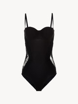 Black Lycra control fit body with Chantilly lace_0