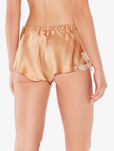 Bronze silk satin sleep shorts with frastaglio_2