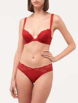 Push-up bra in garnet Lycra with Leavers lace_1