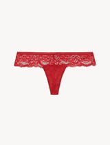 G-string in garnet Lycra with Leavers lace_0