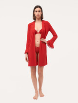 Short robe in garnet modal stretch with Leavers lace_4