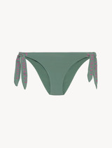 Ribbon tie bikini brief in khaki green with logo_0