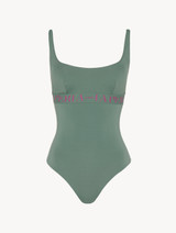 Swimsuit in khaki green with logo_0